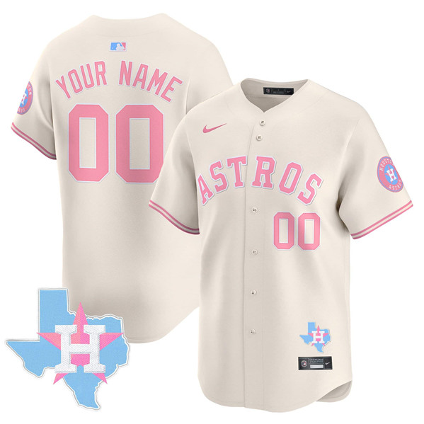 Youth Houston Astros Active Player Custom Cream Bubblegum Pink Limited Stitched Jersey